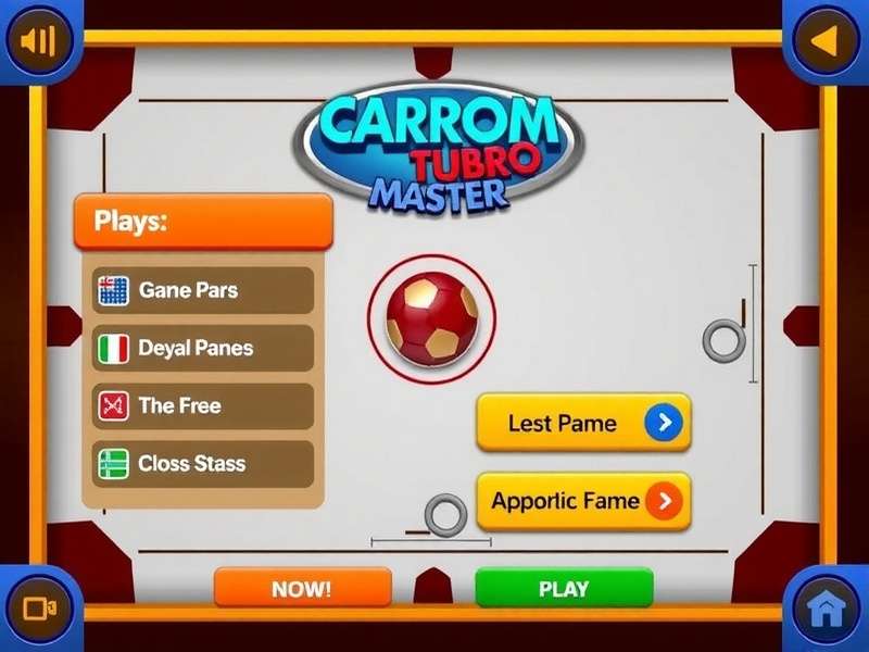 Carrom Turbo Master Main Screen showing game interface with carrom board and play options
